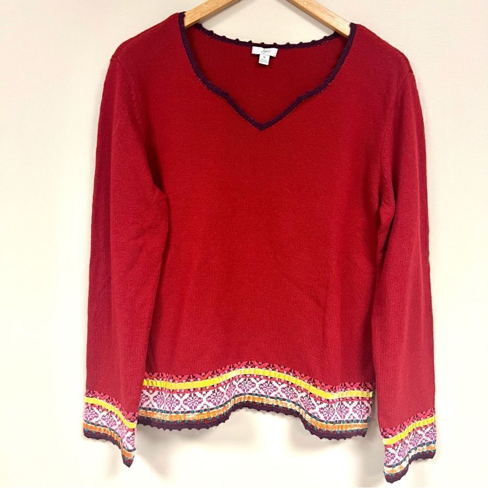 J jill Lambswool blend embellished sweater. Size M